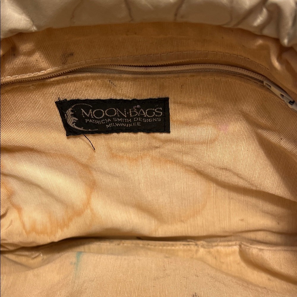 Moon Bags Vintage 1984 hand painted Artistic Cream and Gold leather bag - Picture 10 of 16